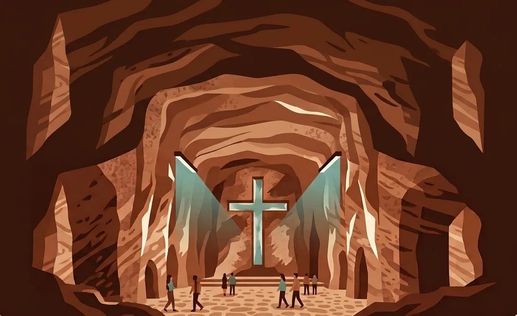 Cruz iluminada de la Catedral de Sal de Zipaquirá